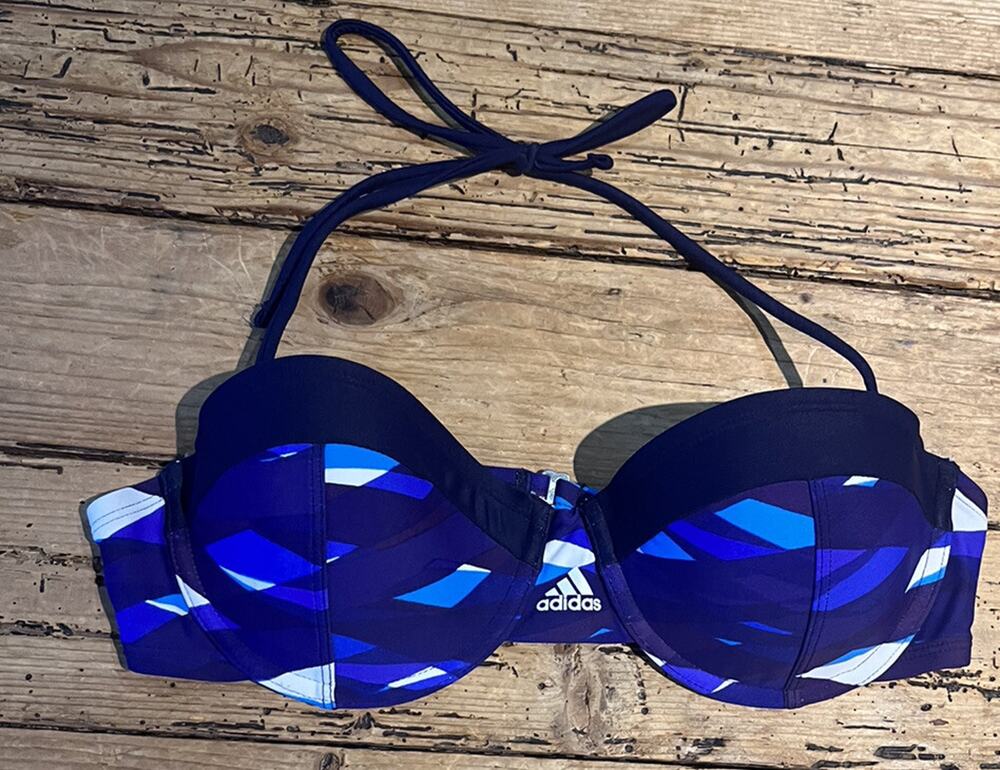Adidas Womens Size M Blue Pattern Bikini Top NWOT